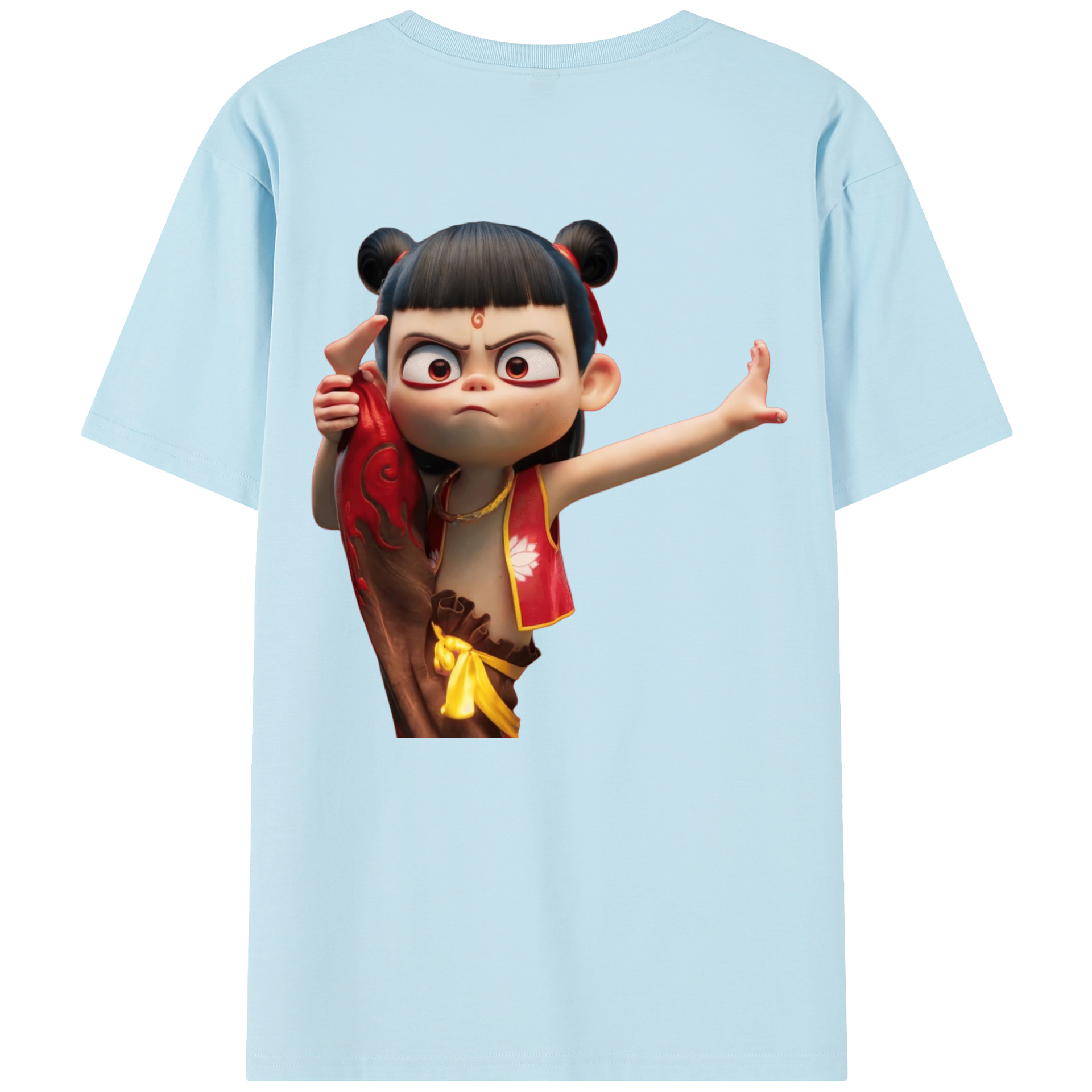 （画像用） Ne Zha 2 ナタ 魔童の大暴れ 綿100％半袖Tシャツ（背面プリント）